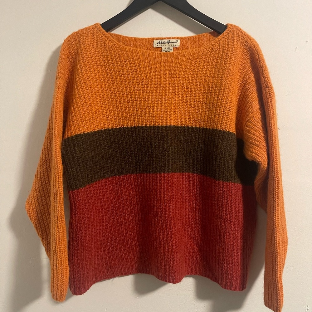 Eddie Bower 60% Silk 40% Wool Chunky Colorblock Crewneck Sweater ( M)